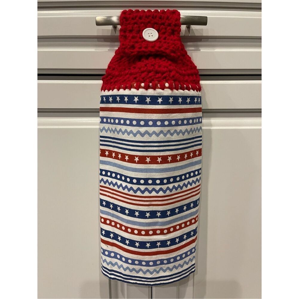 Crochet Top Kitchen Towel- Stars and Stripes
